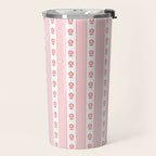 Cottage Stripes and Flowers Pattern in Pastel Pink and White Travel Mug Gallery Image 2