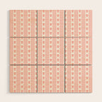 Cottage Stripes and Flowers Pattern in Pastel Pink and White Wood Wall Art Gallery Image 1
