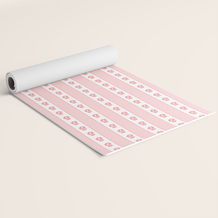 Cottage Stripes and Flowers Pattern in Pastel Pink and White Yoga Mat Gallery Image 2