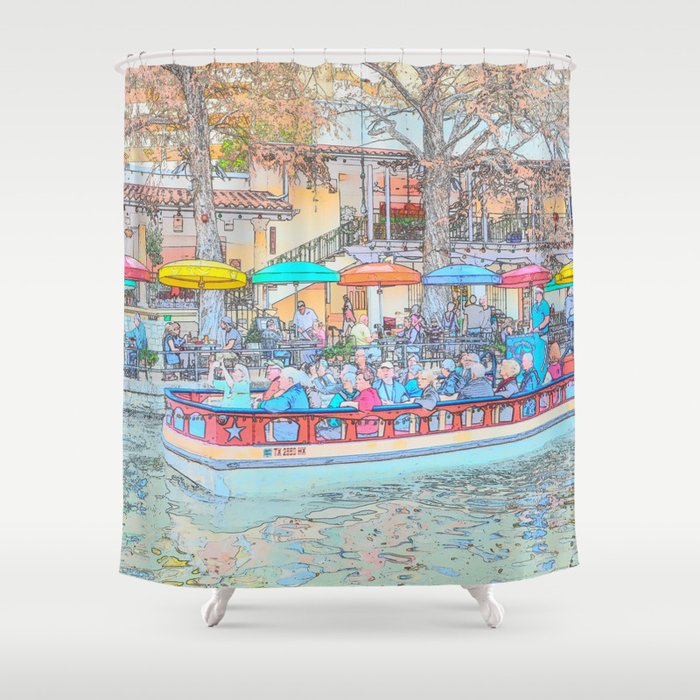 Ride Down The River - San Antonio, Texas Shower Curtain Gallery Image 1