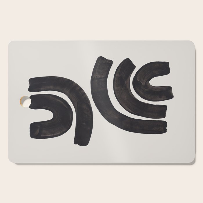 Reflection Mid Century Modern Minimalist Black Ink Painting Funky Tribal Cutting Board Gallery Image 1