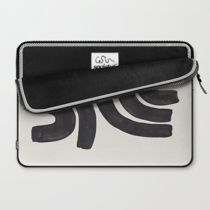 Reflection Mid Century Modern Minimalist Black Ink Painting Funky Tribal Laptop Sleeve Gallery Image 2