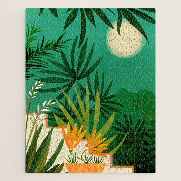 Exotic Garden Nightscape Tropics Jigsaw Puzzle Gallery Image 1