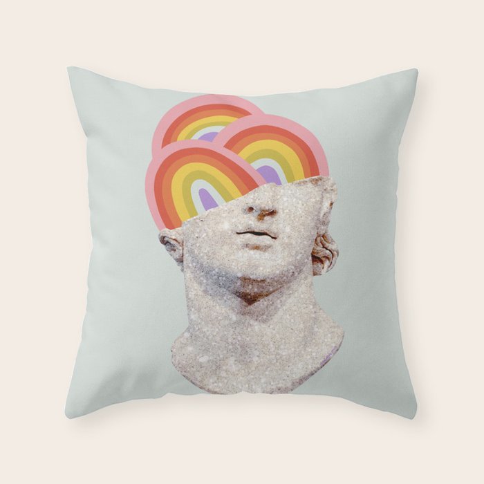 Rainbow Marble Head Throw Pillow Gallery Image 6