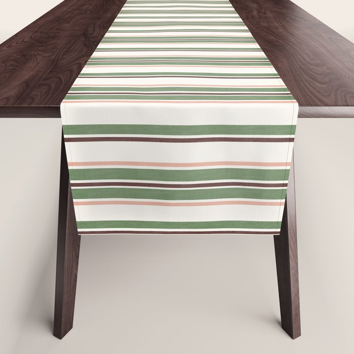Daybed Stripe Ivory Green Multi Table Runner Gallery Image 1