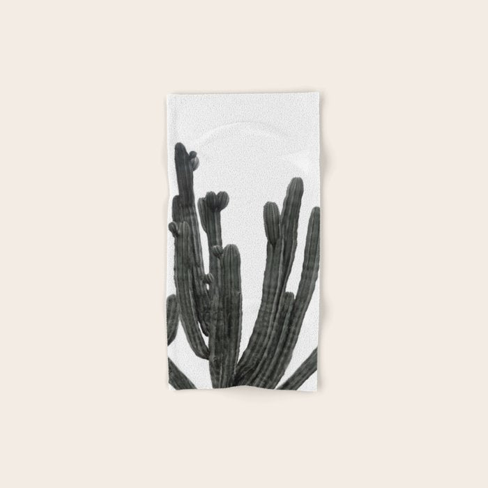 Black and White Cactus Bath Towel Gallery Image 1