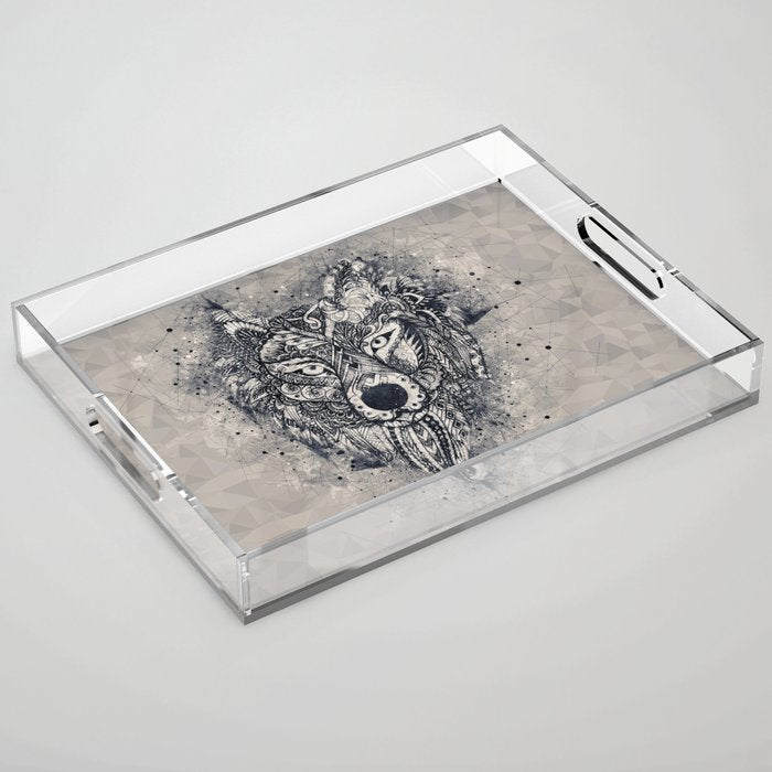 Native American Wolf Acrylic Tray Gallery Image 1