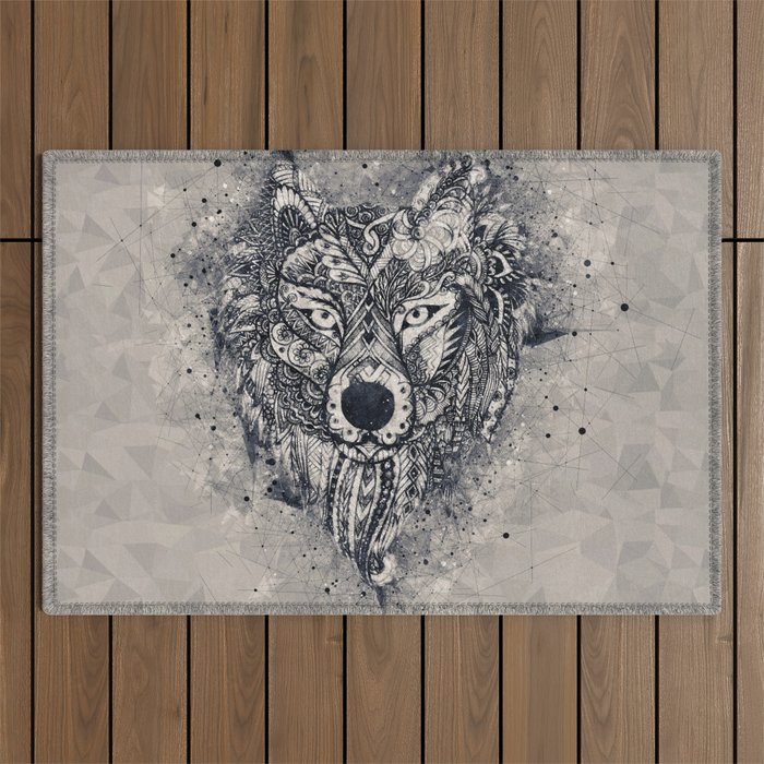 Native American Wolf Outdoor Rug Gallery Image 1