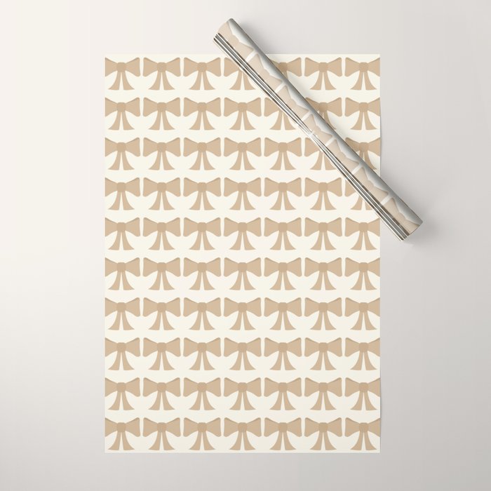 Vintage Bows X Neutral Beige Wrapping Paper Gallery Image 1