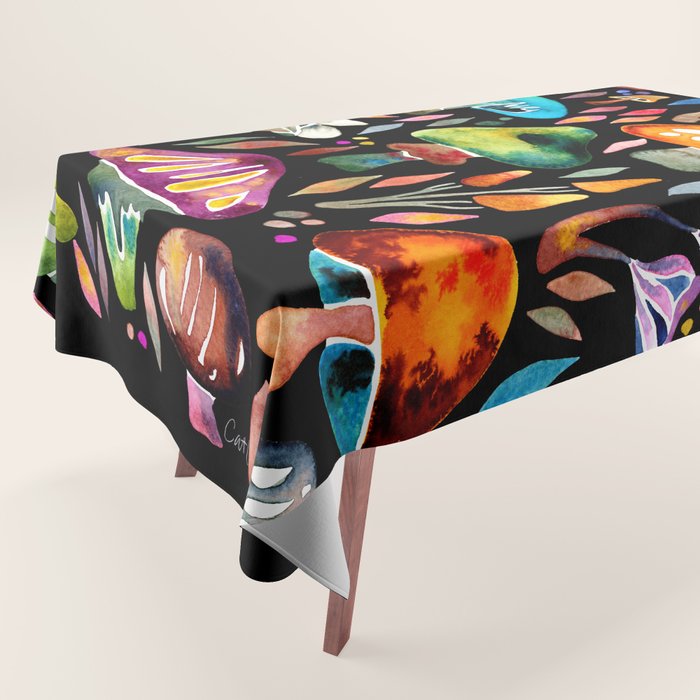 Mushroom Magic - Charcoal Tablecloth Gallery Image 1