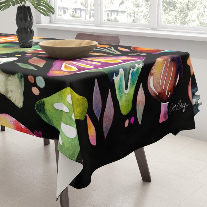 Mushroom Magic - Charcoal Tablecloth Gallery Image 3