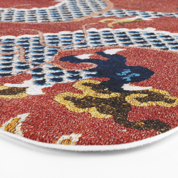 Ningxia Blue Dragon Red Background Rug Print Bath Mat Gallery Image 3