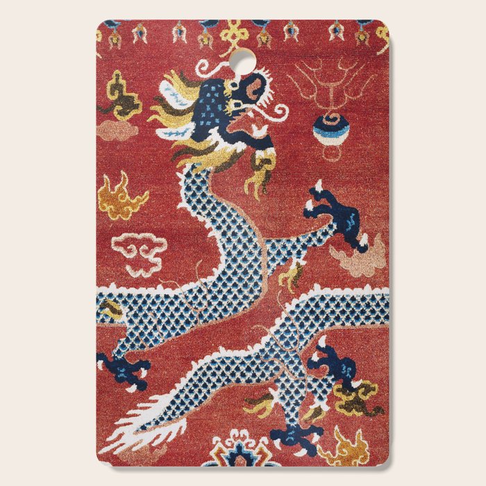 Ningxia Blue Dragon Red Background Rug Print Cutting Board Gallery Image 1