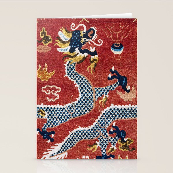 Ningxia Blue Dragon Red Background Rug Print Stationery Card Gallery Image 2