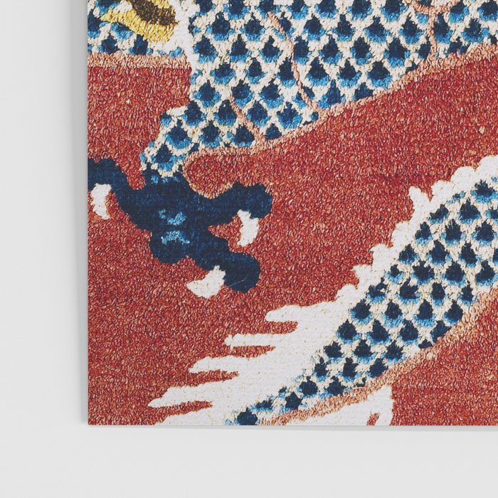 Ningxia Blue Dragon Red Background Rug Print Poster Gallery Image 3