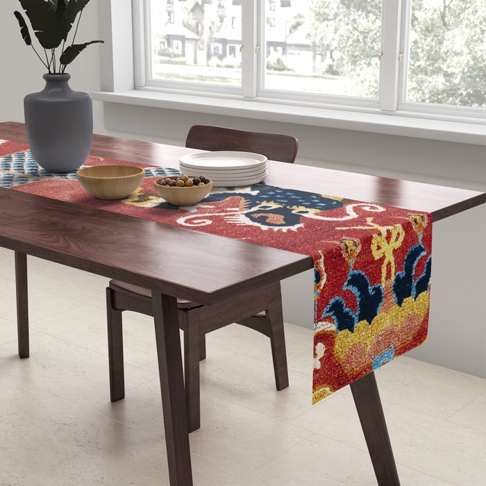 Ningxia Blue Dragon Red Background Rug Print Table Runner Gallery Image 2
