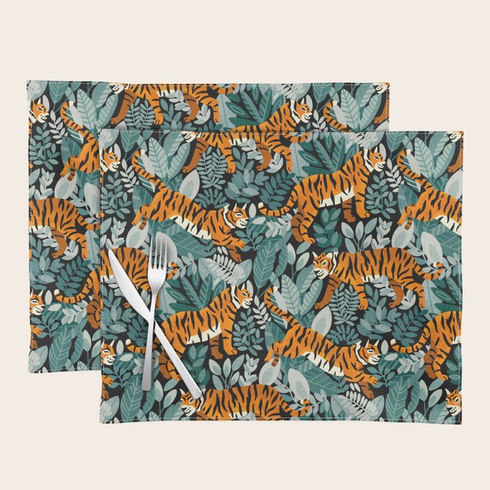 Bengal Tiger Teal Jungle Placemat Gallery Image 1