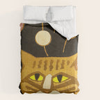 Japanese Cat Cubism Woodblock Print Cherry Blossom Midcentury Modern Comforter Gallery Image 6