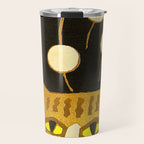 Japanese Cat Cubism Woodblock Print Cherry Blossom Midcentury Modern Travel Mug Gallery Image 1