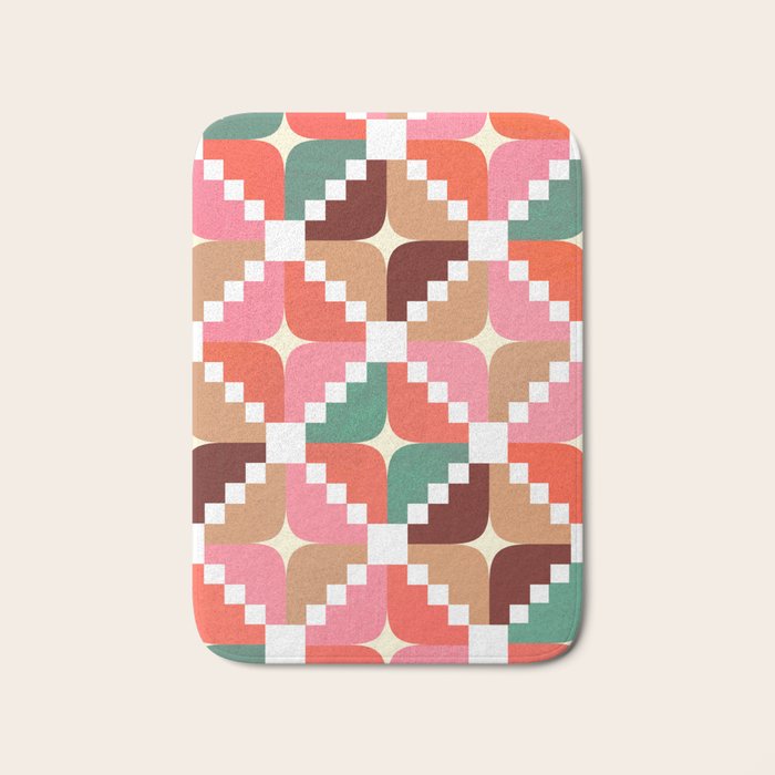 Winter Retro Quilt Pattern Bath Mat Gallery Image 1