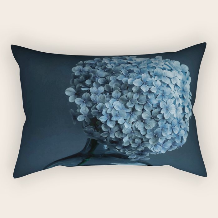 Flowers - Dark Blue Hydrangea Still Life Rectangular Pillow Gallery Image 2
