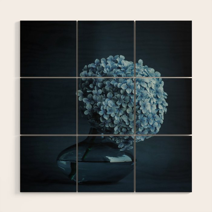 Flowers - Dark Blue Hydrangea Still Life Wood Wall Art Gallery Image 1
