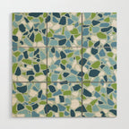 Terrazzo Mosaic Pattern, Teal Blue, Green, White Wood Wall Art Gallery Image 1