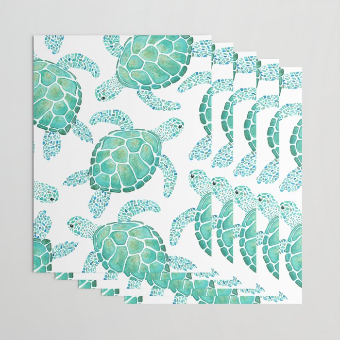 Sea Turtle Pattern - Blue Wrapping Paper Gallery Image 3