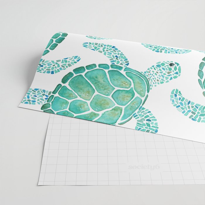 Sea Turtle Pattern - Blue Wrapping Paper Gallery Image 2