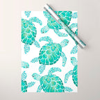 Sea Turtle Pattern - Blue Wrapping Paper Gallery Image 1
