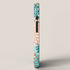 Festive, Floral Prints, Orange and Teal, Abstract Art iPhone Case Gallery Image 2