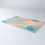 Festive, Floral Prints, Orange and Teal, Abstract Art Rug Gallery Image 3