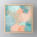 Festive, Floral Prints, Orange and Teal, Abstract Art Mini Art Print Gallery Image 1