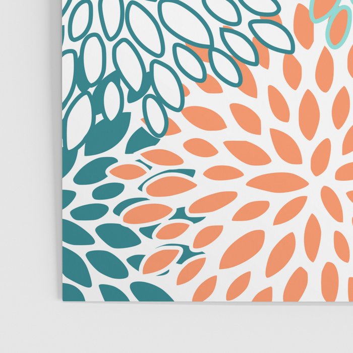 Festive, Floral Prints, Orange and Teal, Abstract Art Poster Gallery Image 3