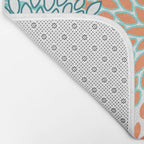 Festive, Floral Prints, Orange and Teal, Abstract Art Bath Mat Gallery Image 2