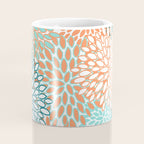 Festive, Floral Prints, Orange and Teal, Abstract Art Coffee Mug Gallery Image 4