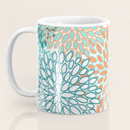 Festive, Floral Prints, Orange and Teal, Abstract Art Coffee Mug Gallery Image 3