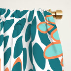 Festive, Floral Prints, Orange and Teal, Abstract Art Window Curtain Gallery Image 2