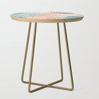 Festive, Floral Prints, Orange and Teal, Abstract Art Side Table Gallery Image 1