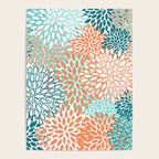 Festive, Floral Prints, Orange and Teal, Abstract Art Poster Gallery Image 4