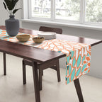 Festive, Floral Prints, Orange and Teal, Abstract Art Table Runner Gallery Image 2