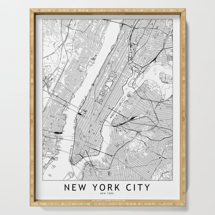 New York City White Map Serving Tray Gallery Image 1