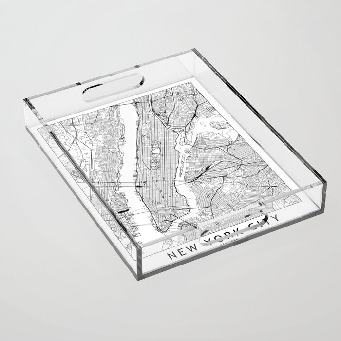 New York City White Map Acrylic Tray Gallery Image 1