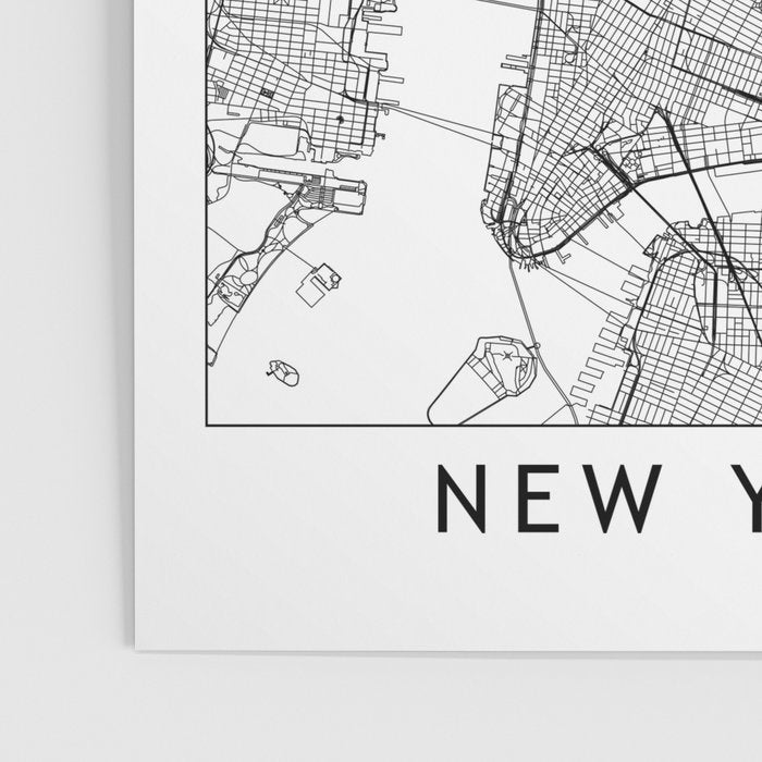 New York City White Map Poster Gallery Image 3