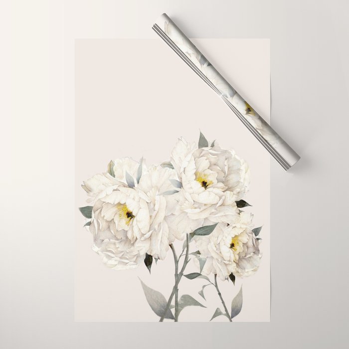 White Peonies Wrapping Paper Gallery Image 1