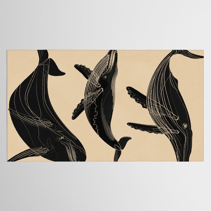 Modern Minimalist Abstract Whales 1 Tablecloth Gallery Image 2