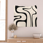 Copacetic Retro Abstract in Black and Almond Cream Wall Tapestry Gallery Image 2