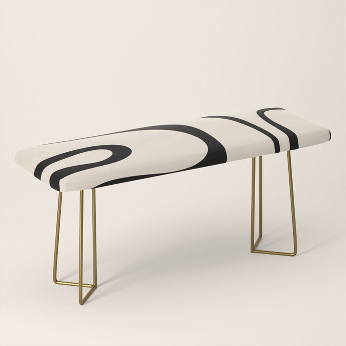 Copacetic Retro Abstract in Black and Almond Cream Bench – Society6