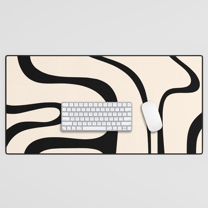 Copacetic Retro Abstract in Black and Almond Cream Desk Mat Gallery Image 1