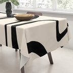 Copacetic Retro Abstract in Black and Almond Cream Tablecloth Gallery Image 3